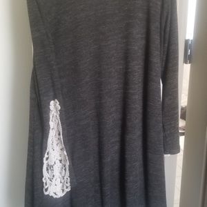 Dark Gray Dress with Crochet Sleeve